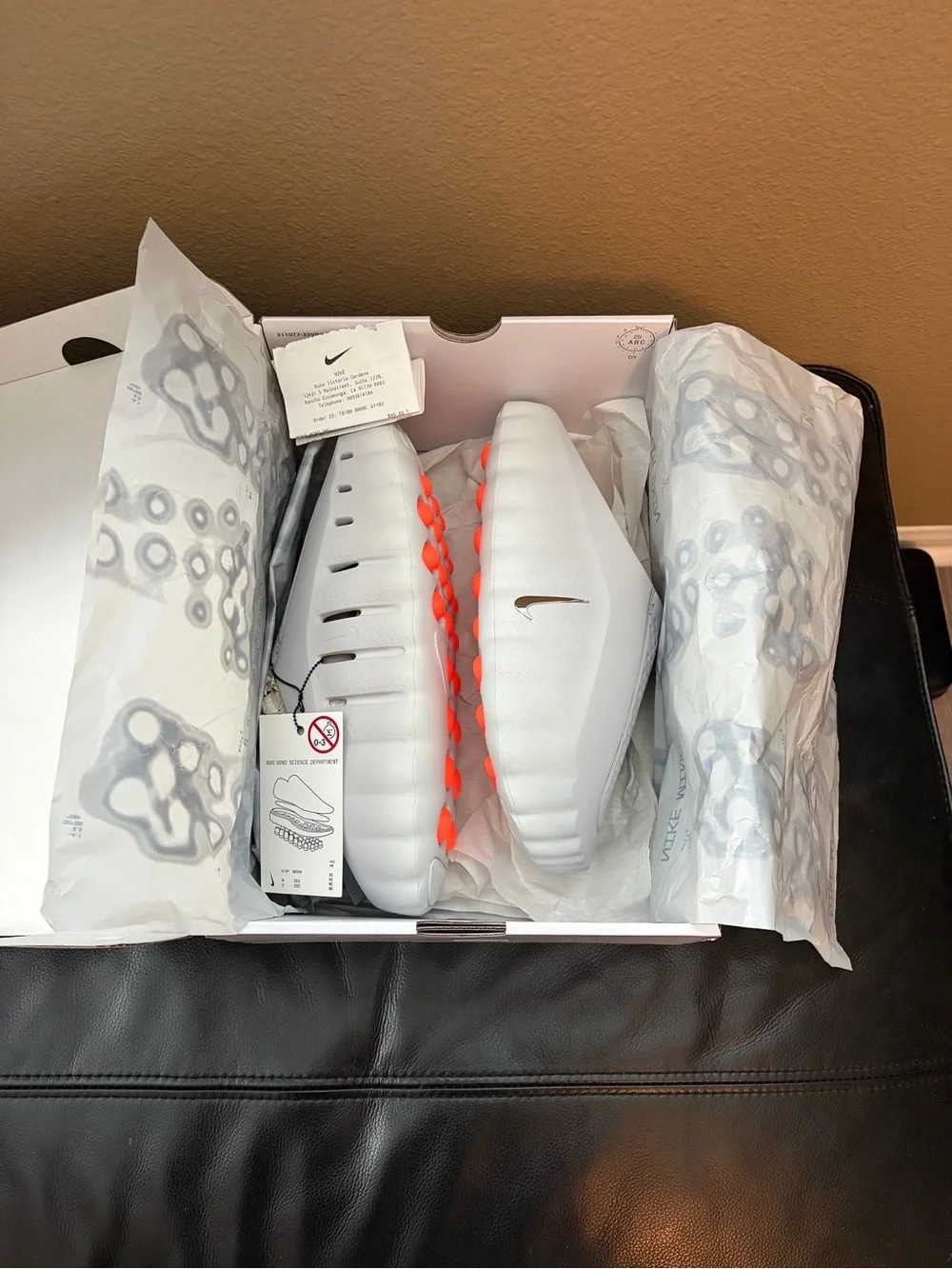 Nike White Men’s Slide Sandals with Small Black Swoosh